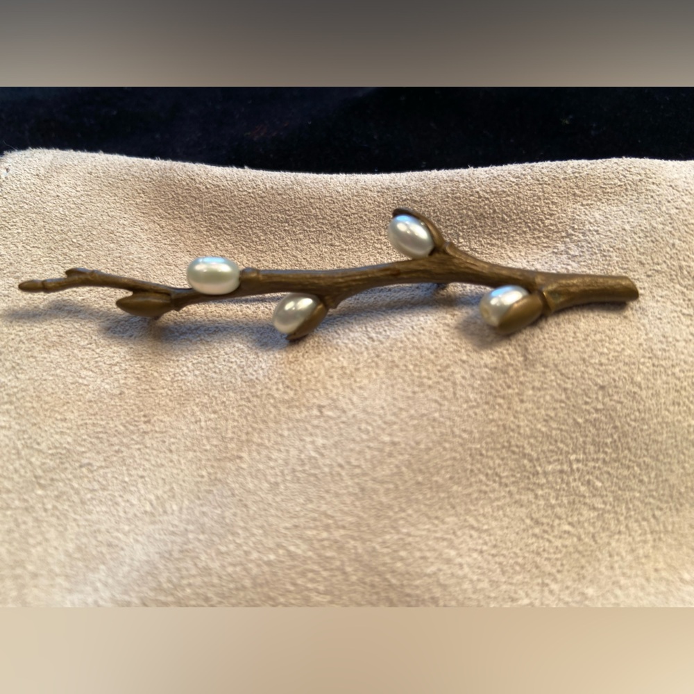 Michael Michaud Willow Branch‎ Pin, Brooch, pearl bronze branch - Picture 4 of 5
